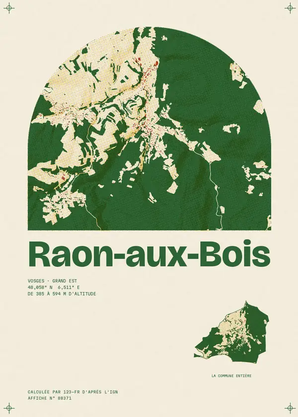 Affiche de Raon-aux-Bois, calculée par 123-fr d'après l'IGN