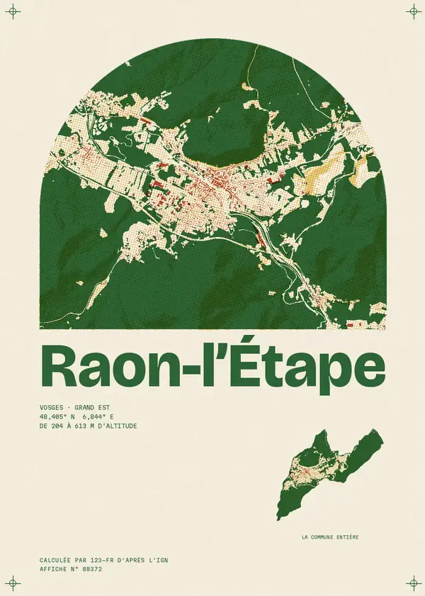 Affiche de Raon-l'Étape, calculée par 123-fr d'après l'IGN