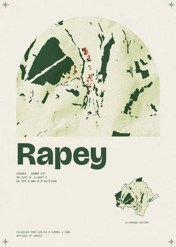 Affiche de Rapey, calculée par 123-fr d'après l'IGN
