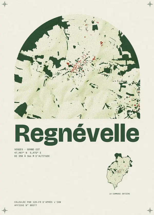 Affiche de Regnévelle, calculée par 123-fr d'après l'IGN