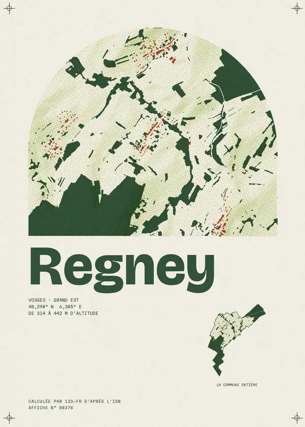 Affiche de Regney, calculée par 123-fr d'après l'IGN