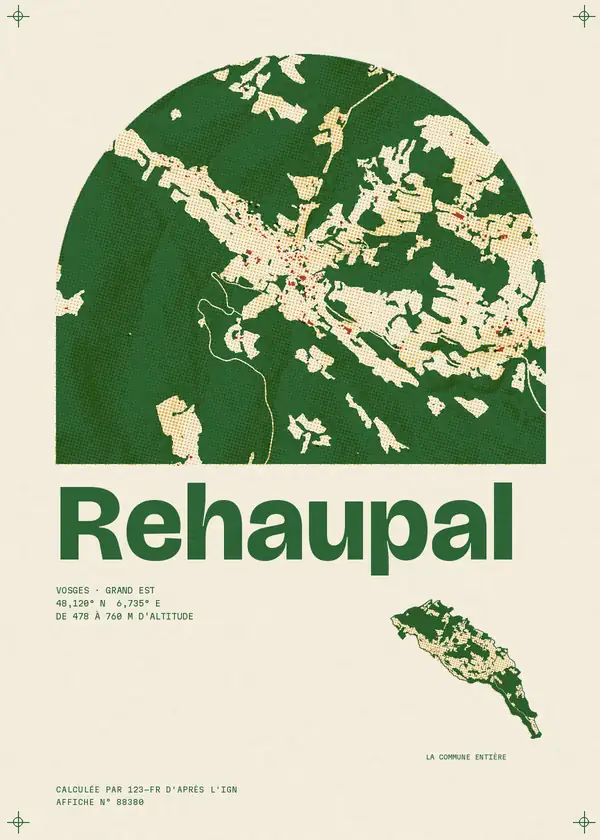 Affiche de Rehaupal, calculée par 123-fr d'après l'IGN