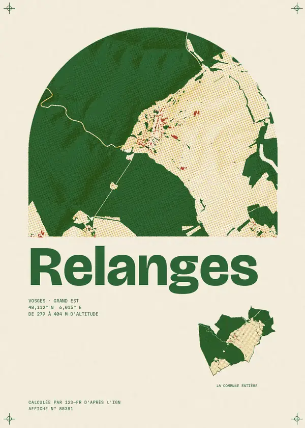 Affiche de Relanges, calculée par 123-fr d'après l'IGN