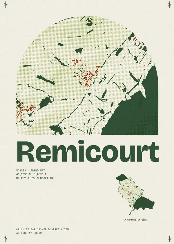 Affiche de Remicourt, calculée par 123-fr d'après l'IGN