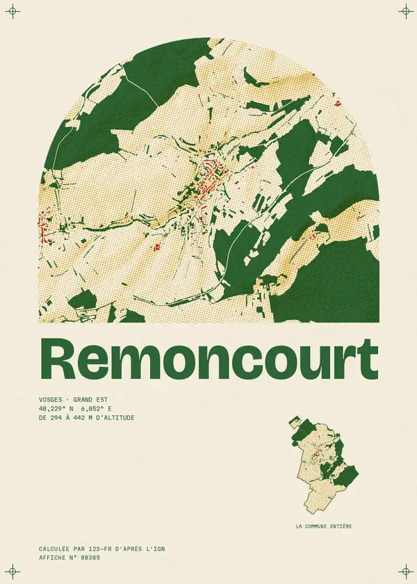 Affiche de Remoncourt, calculée par 123-fr d'après l'IGN