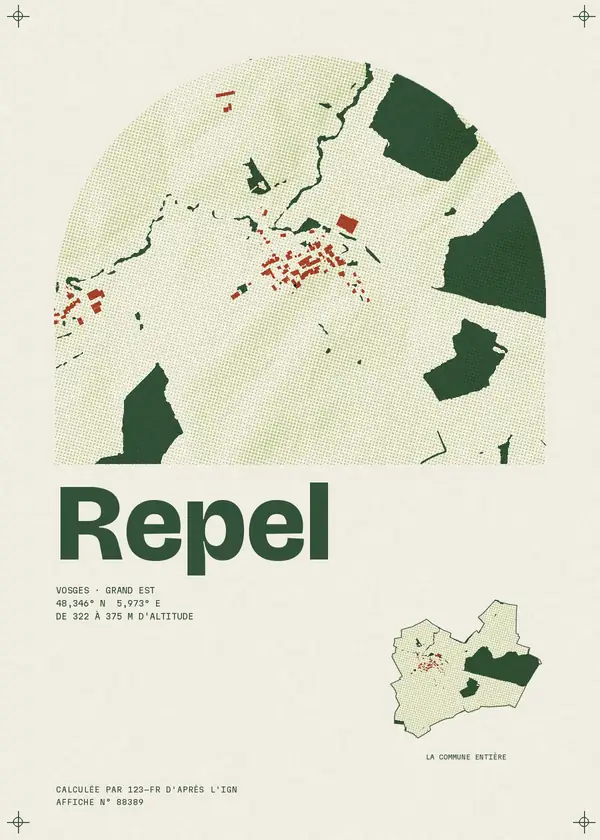 Affiche de Repel, calculée par 123-fr d'après l'IGN