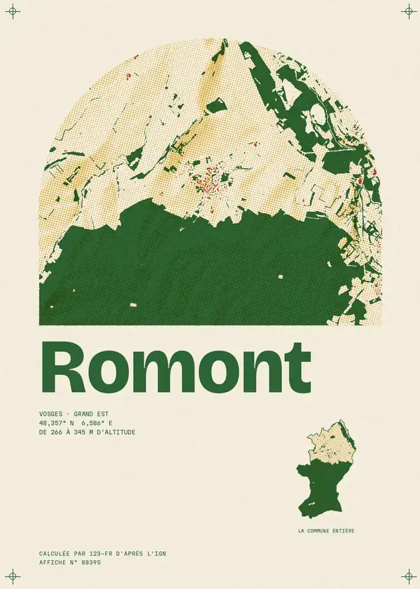 Affiche de Romont, calculée par 123-fr d'après l'IGN