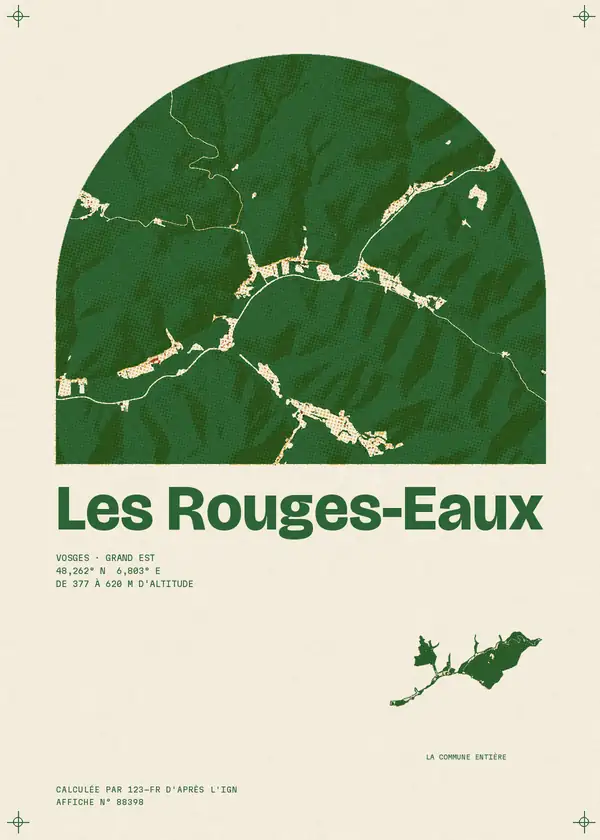 Affiche de Les Rouges-Eaux, calculée par 123-fr d'après l'IGN