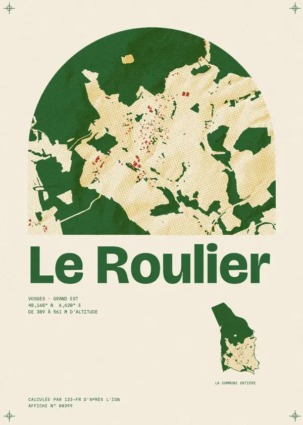 Affiche de Le Roulier, calculée par 123-fr d'après l'IGN