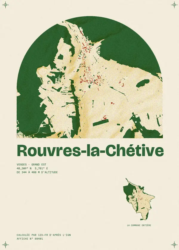 Affiche de Rouvres-la-Chétive, calculée par 123-fr d'après l'IGN
