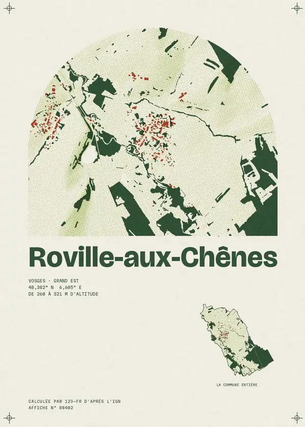 Affiche de Roville-aux-Chênes, calculée par 123-fr d'après l'IGN