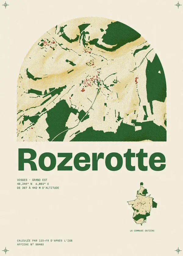 Affiche de Rozerotte, calculée par 123-fr d'après l'IGN