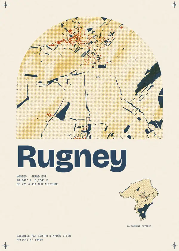 Affiche de Rugney, calculée par 123-fr d'après l'IGN