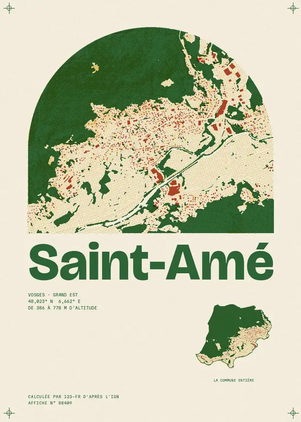 Affiche de Saint-Amé, calculée par 123-fr d'après l'IGN