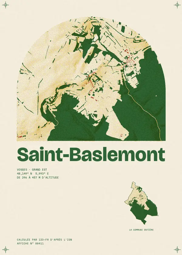 Affiche de Saint-Baslemont, calculée par 123-fr d'après l'IGN