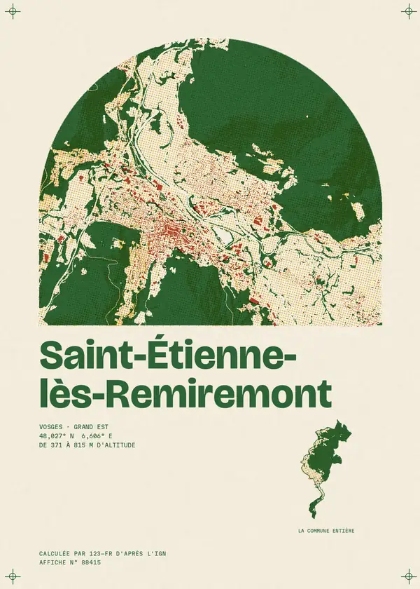 Affiche de Saint-Étienne-lès-Remiremont, calculée par 123-fr d'après l'IGN