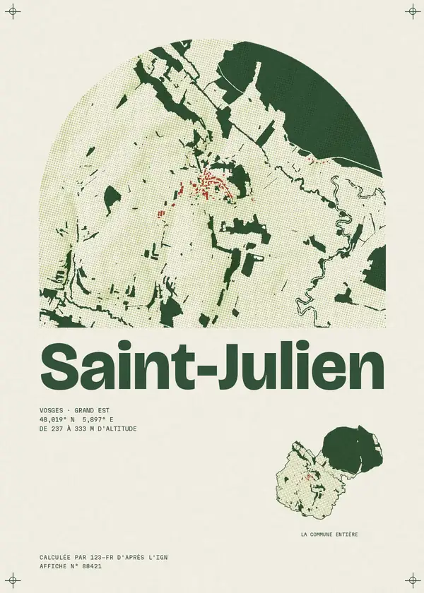 Affiche de Saint-Julien, calculée par 123-fr d'après l'IGN