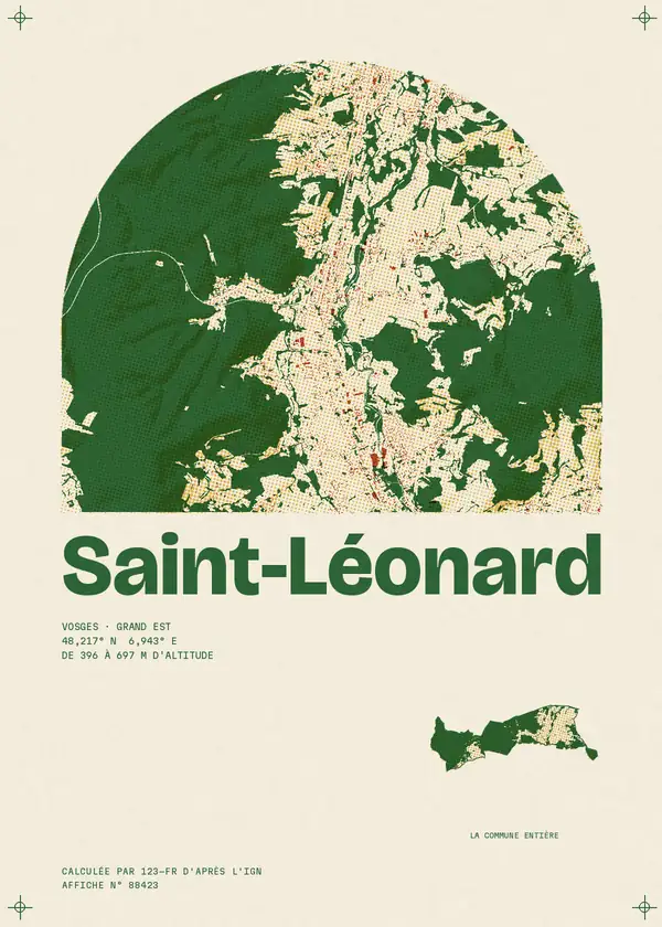 Affiche de Saint-Léonard, calculée par 123-fr d'après l'IGN