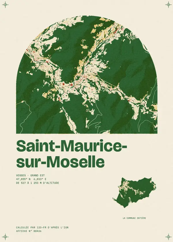 Affiche de Saint-Maurice-sur-Moselle, calculée par 123-fr d'après l'IGN
