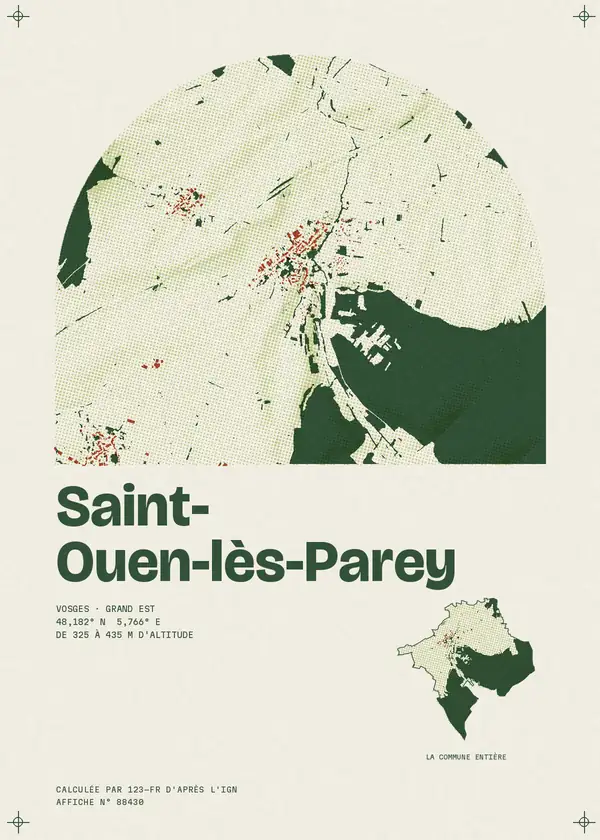 Affiche de Saint-Ouen-lès-Parey, calculée par 123-fr d'après l'IGN