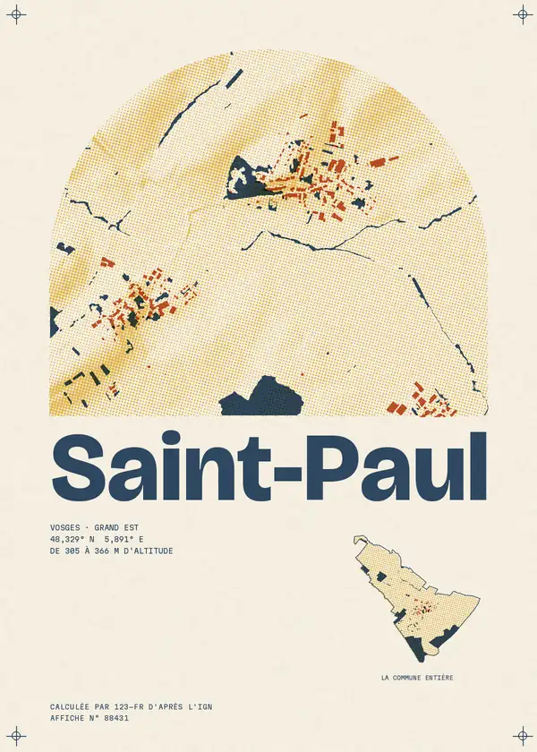 Affiche de Saint-Paul, calculée par 123-fr d'après l'IGN