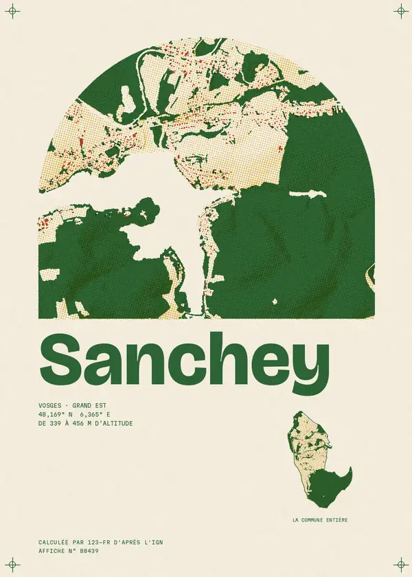 Affiche de Sanchey, calculée par 123-fr d'après l'IGN