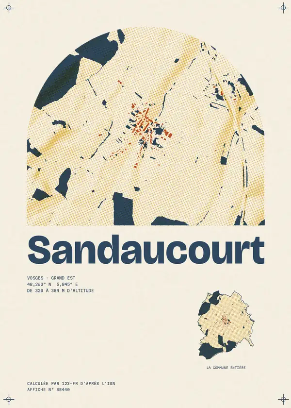 Affiche de Sandaucourt, calculée par 123-fr d'après l'IGN