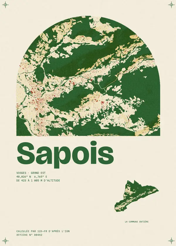 Affiche de Sapois, calculée par 123-fr d'après l'IGN