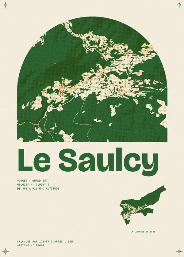 Affiche de Le Saulcy, calculée par 123-fr d'après l'IGN