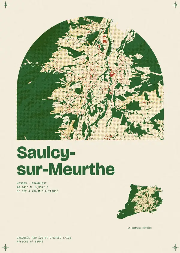 Affiche de Saulcy-sur-Meurthe, calculée par 123-fr d'après l'IGN