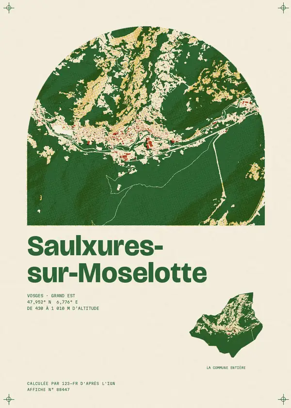 Affiche de Saulxures-sur-Moselotte, calculée par 123-fr d'après l'IGN