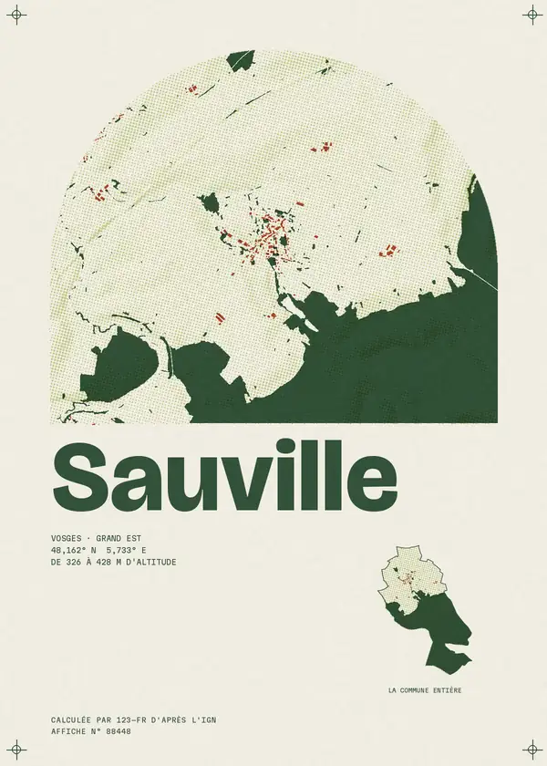 Affiche de Sauville, calculée par 123-fr d'après l'IGN