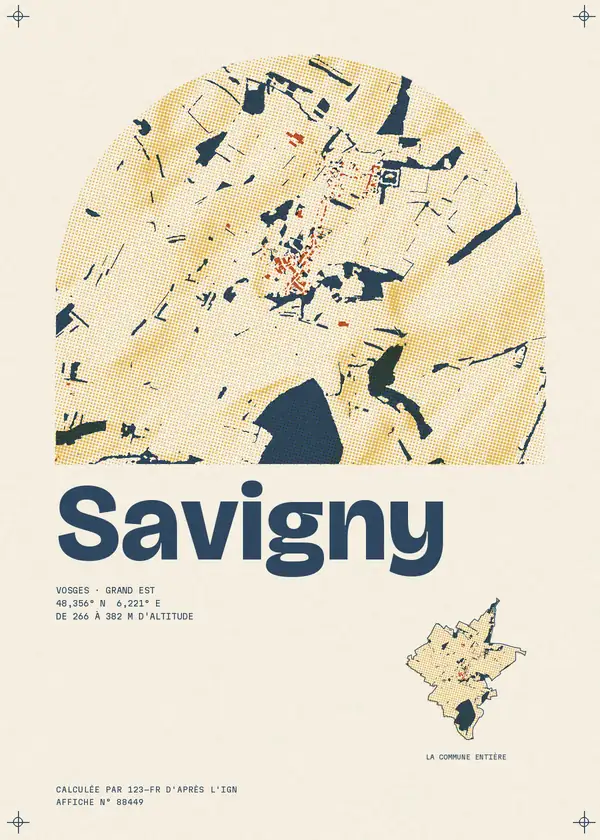 Affiche de Savigny, calculée par 123-fr d'après l'IGN