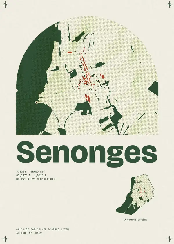 Affiche de Senonges, calculée par 123-fr d'après l'IGN