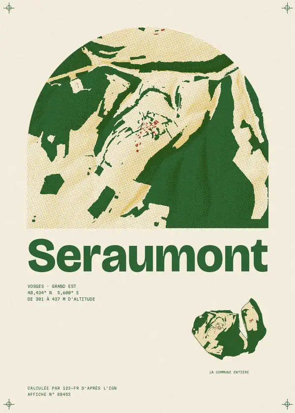 Affiche de Seraumont, calculée par 123-fr d'après l'IGN