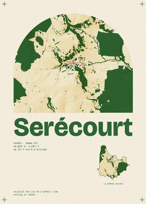 Affiche de Serécourt, calculée par 123-fr d'après l'IGN