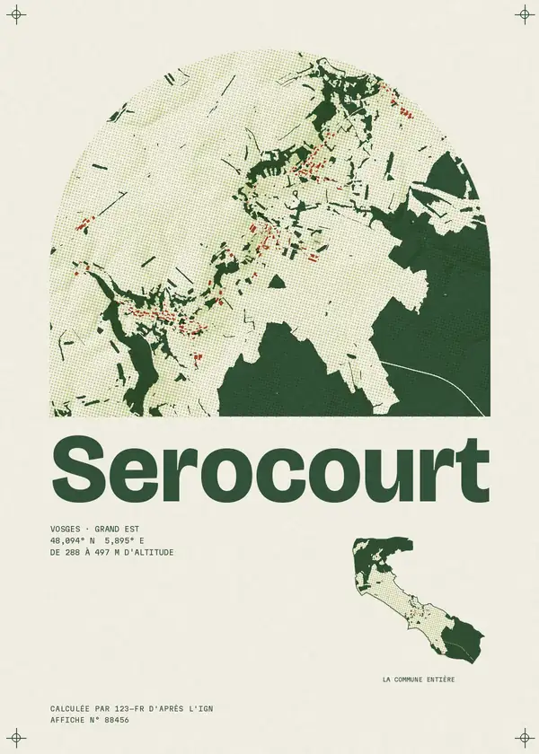 Affiche de Serocourt, calculée par 123-fr d'après l'IGN
