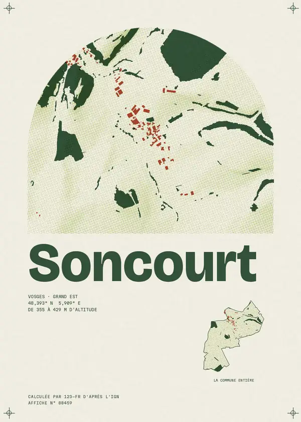 Affiche de Soncourt, calculée par 123-fr d'après l'IGN