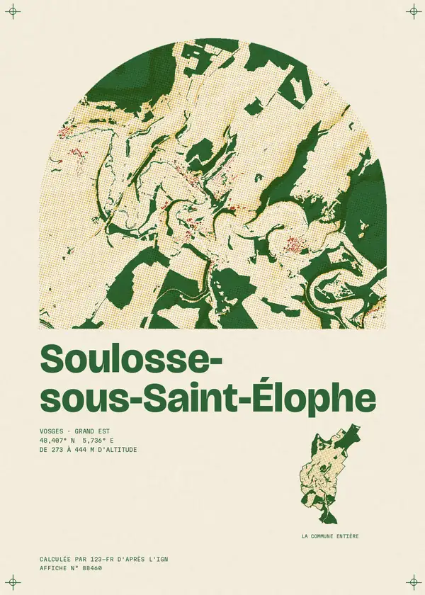 Affiche de Soulosse-sous-Saint-Élophe, calculée par 123-fr d'après l'IGN