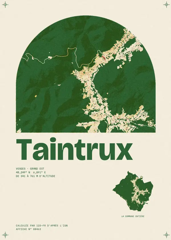Affiche de Taintrux, calculée par 123-fr d'après l'IGN