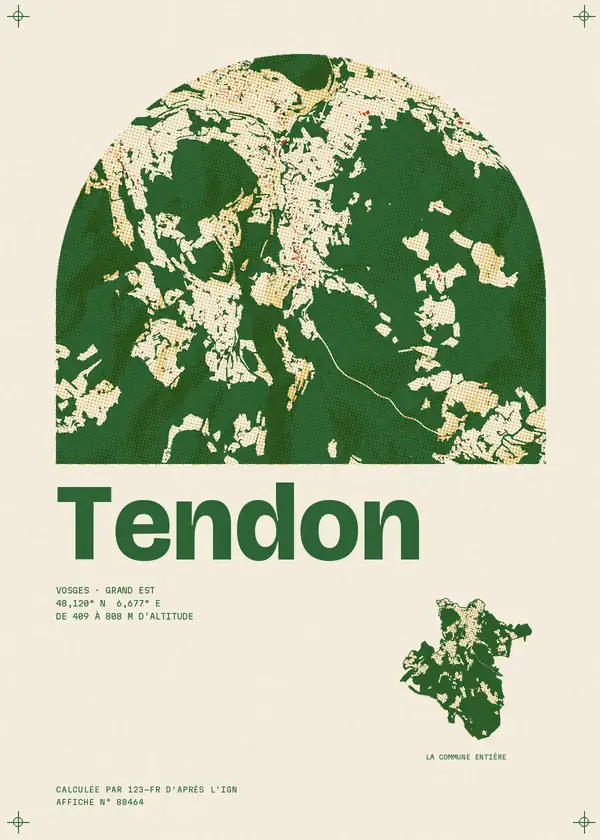 Affiche de Tendon, calculée par 123-fr d'après l'IGN