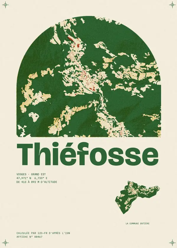 Affiche de Thiéfosse, calculée par 123-fr d'après l'IGN