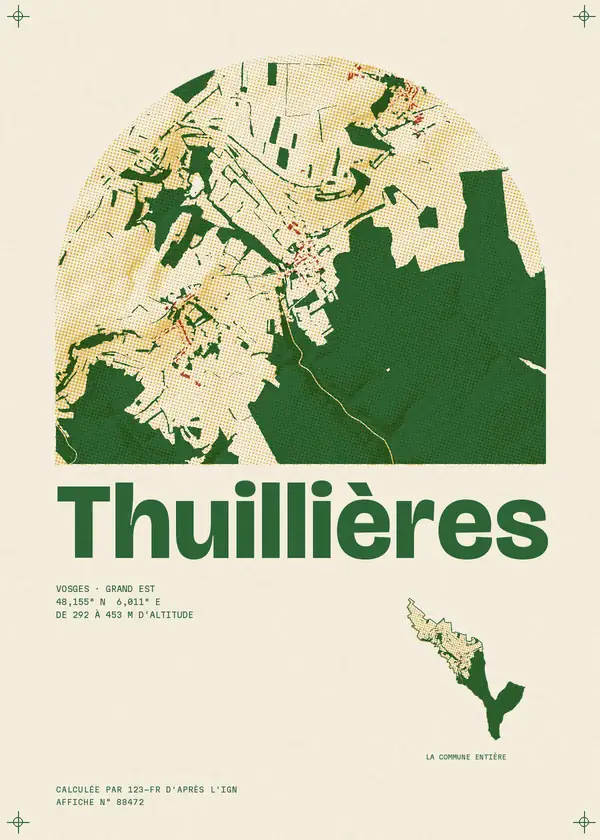Affiche de Thuillières, calculée par 123-fr d'après l'IGN