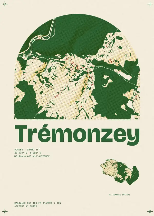 Affiche de Trémonzey, calculée par 123-fr d'après l'IGN