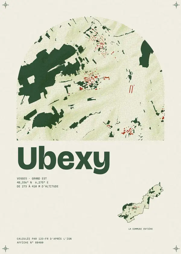Affiche de Ubexy, calculée par 123-fr d'après l'IGN