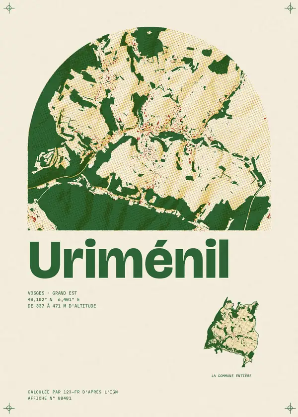 Affiche de Uriménil, calculée par 123-fr d'après l'IGN