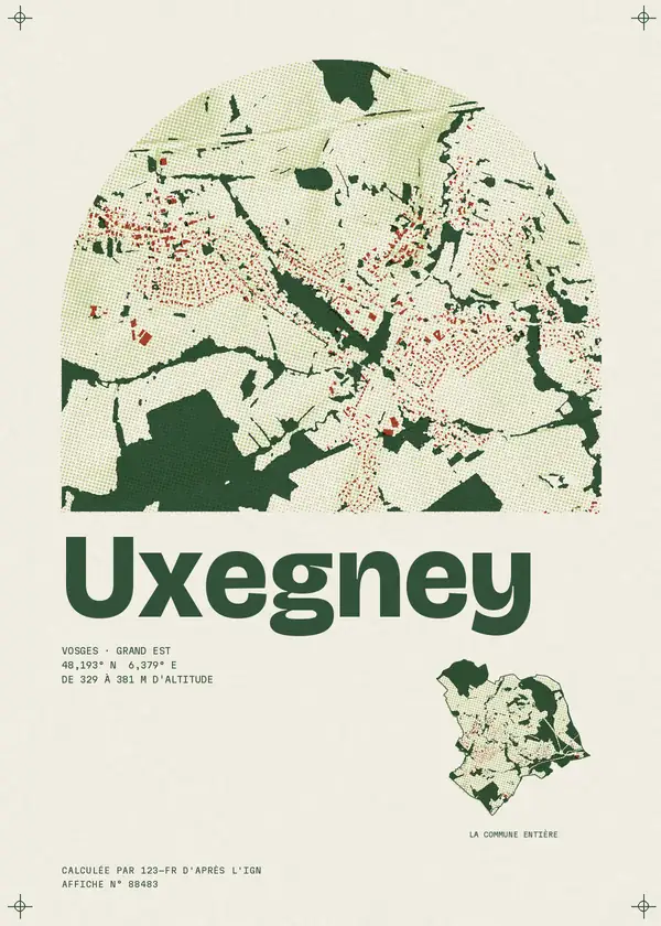 Affiche de Uxegney, calculée par 123-fr d'après l'IGN