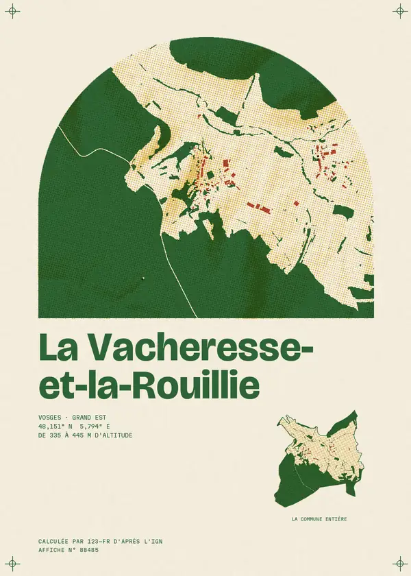 Affiche de La Vacheresse-et-la-Rouillie, calculée par 123-fr d'après l'IGN