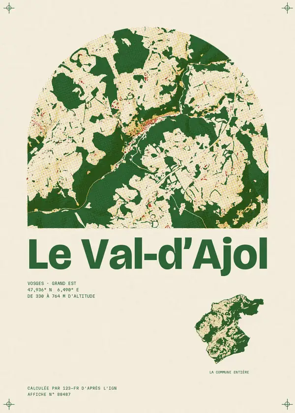 Affiche de Le Val-d'Ajol, calculée par 123-fr d'après l'IGN
