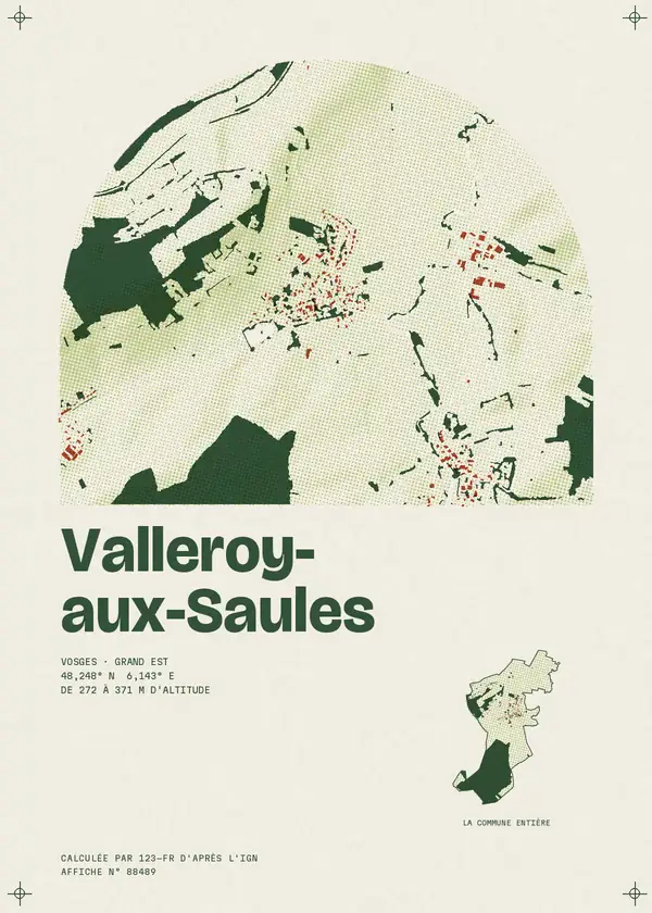 Affiche de Valleroy-aux-Saules, calculée par 123-fr d'après l'IGN